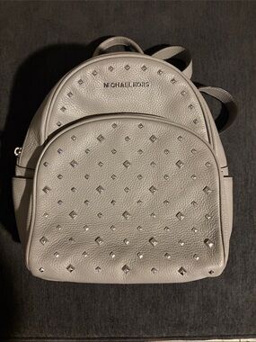 Michael Kors Light Gray Studded Leather Mini Backpack